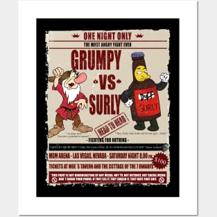 Boxing match: Grumpy vs surly cartoon design Posters and Art